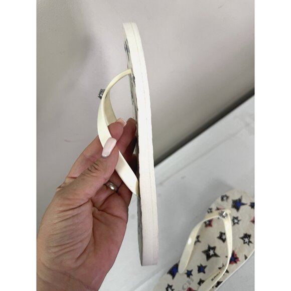Coach Abbigail 8B Flip Flops Red White Blue Stars Americana Rubber Chalk Summer - Picture 15 of 16